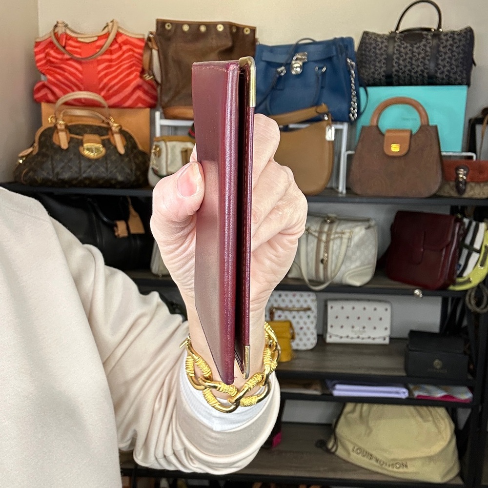 Cartier Burgundy Leather Slim Card Wallet ID Card with COA - Picture 4 of 10